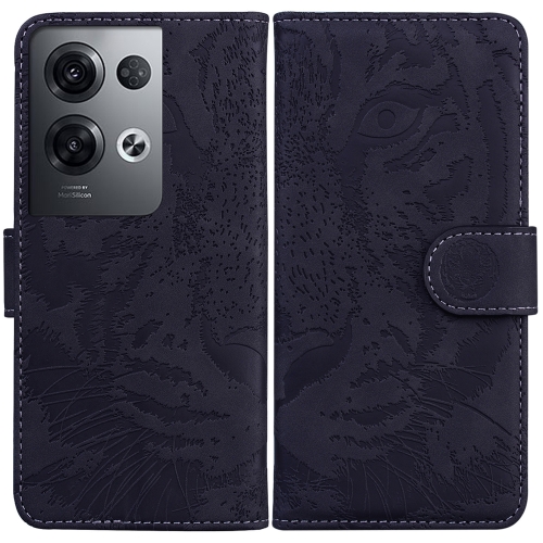 

For OPPO Reno8 Pro Tiger Embossing Pattern Flip Leather Phone Case(Black)