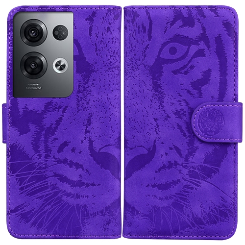 

For OPPO Reno8 Pro+ Tiger Embossing Pattern Flip Leather Phone Case(Purple)