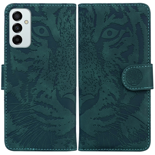 

For Samsung Galaxy M13 4G Tiger Embossing Pattern Flip Leather Phone Case(Green)