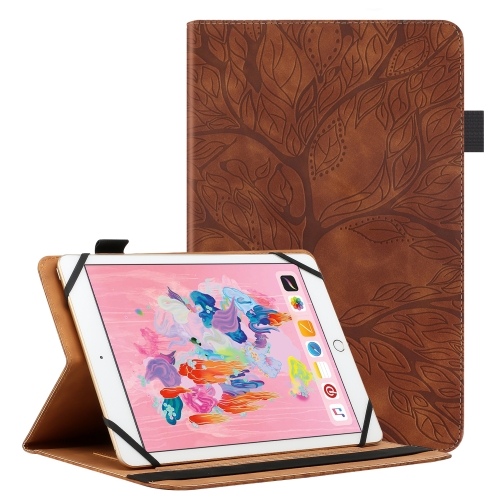 

For 10 inch Life Tree Pattern Flip Universal Leather Tablet Case(Brown)