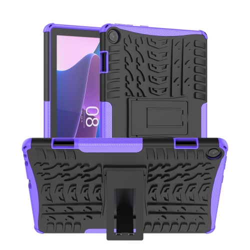 

For Lenovo Tab M10 3rd Gen Tire Texture TPU + PC Tablet Case with Holder(Purple)