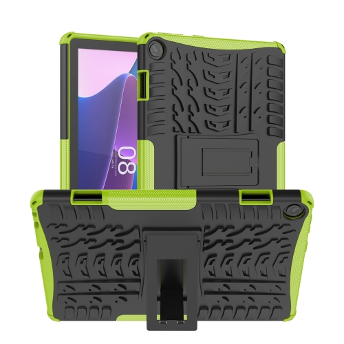 

For Lenovo Tab M10 3rd Gen Tire Texture TPU + PC Tablet Case with Holder(Green)