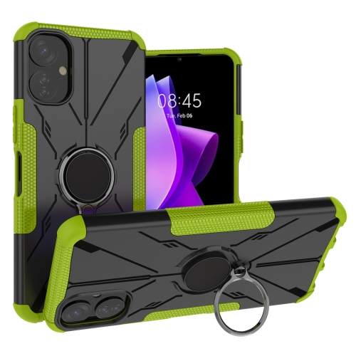 For Tecno Spark 9T Armor Bear Shockproof PC + TPU Phone Case with Ring(Green)