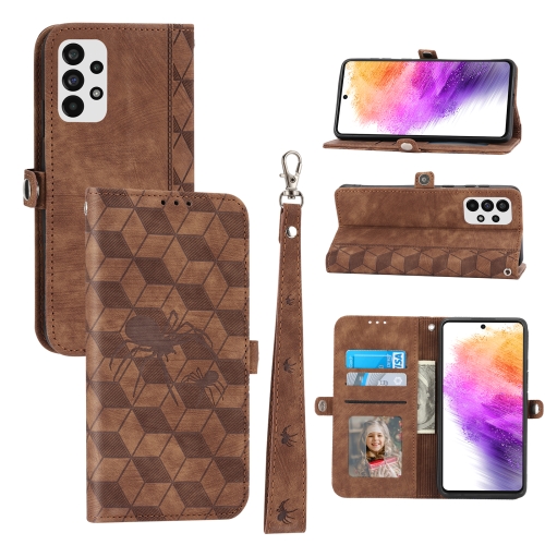 

For Samsung Galaxy A23 4G Spider Printed Leather Phone Case(Brown)