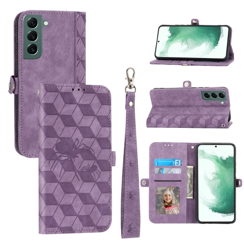 

For Samsung Galaxy S21 FE Spider Printed Leather Phone Case(Purple)