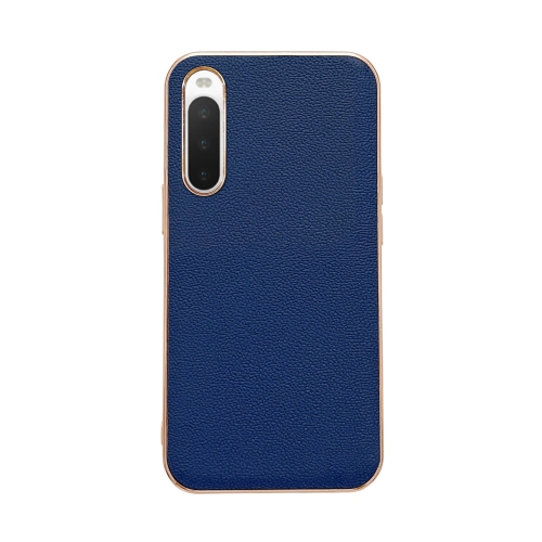 

For Sony Xperia 10 IV Genuine Leather Luolai Series Nano Plating Phone Case(Dark Blue)