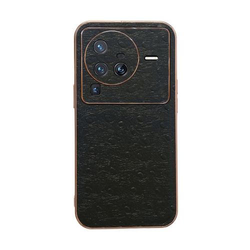 

For vivo X80 Pro 5G Genuine Leather Ostrich Texture Nano Plating Phone Case(Black)
