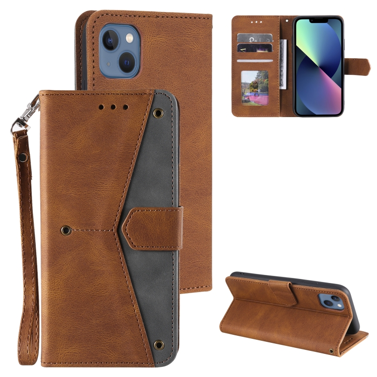 

For iPhone 12 mini Nail Skin Feel Stitching Calf Texture Leather Phone Case(Brown)