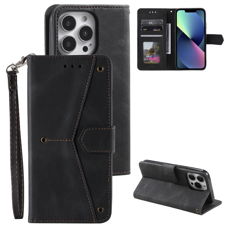 

For iPhone 11 Pro Nail Skin Feel Stitching Calf Texture Leather Phone Case(Black)