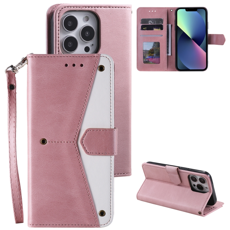 

For iPhone 11 Pro Max Nail Skin Feel Stitching Calf Texture Leather Phone Case(Rose Gold)