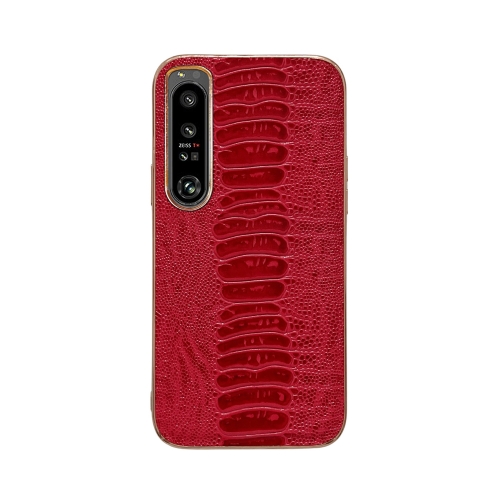 

For Sony Xperia 1 IV Genuine Leather Weilai Series Nano Plating Phone Case(Red)