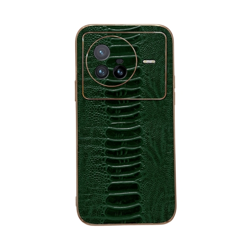 

For vivo X80 5G Genuine Leather Weilai Series Nano Plating Phone Case(Green)