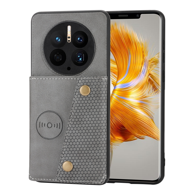 

For Huawei Mate 50 Pro Double Buckle Magnetic Phone Case(Grey)