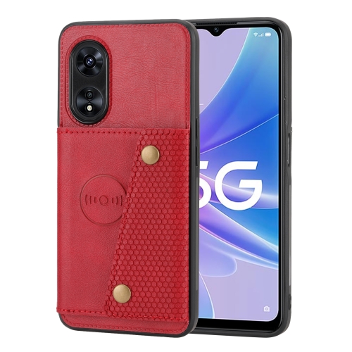 

For OPPO A97 5G Double Buckle Magnetic Phone Case(Red)