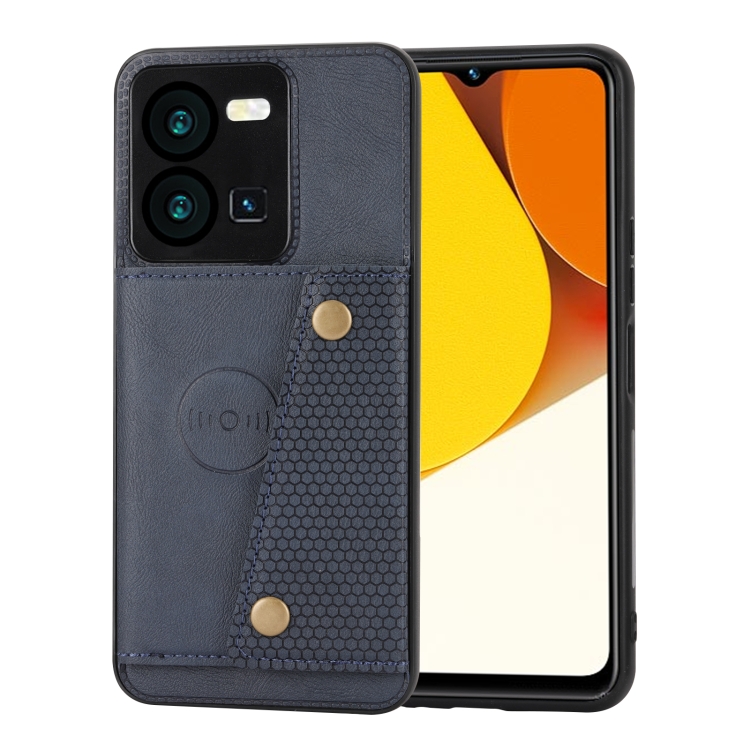 

For vivo V25 5G Double Buckle Magnetic Phone Case(Blue)