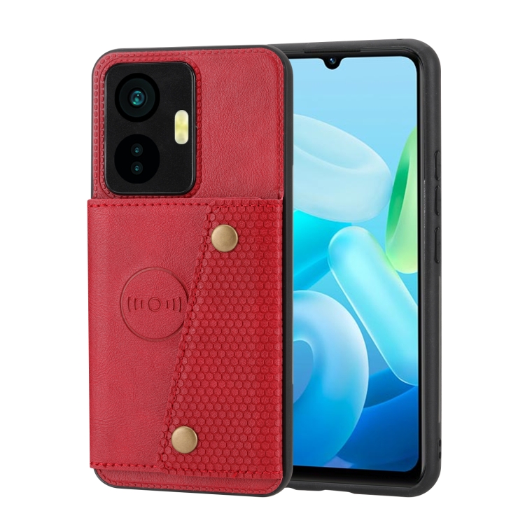 

For vivo Y55 4G Double Buckle Magnetic Phone Case(Red)