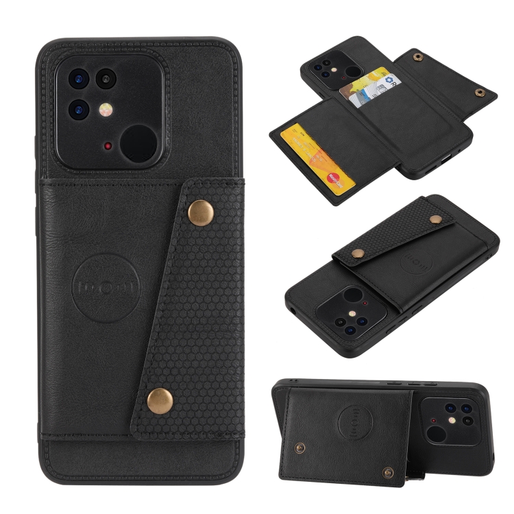 

For Xiaomi Poco C40 Double Buckle Magnetic Phone Case(Black)