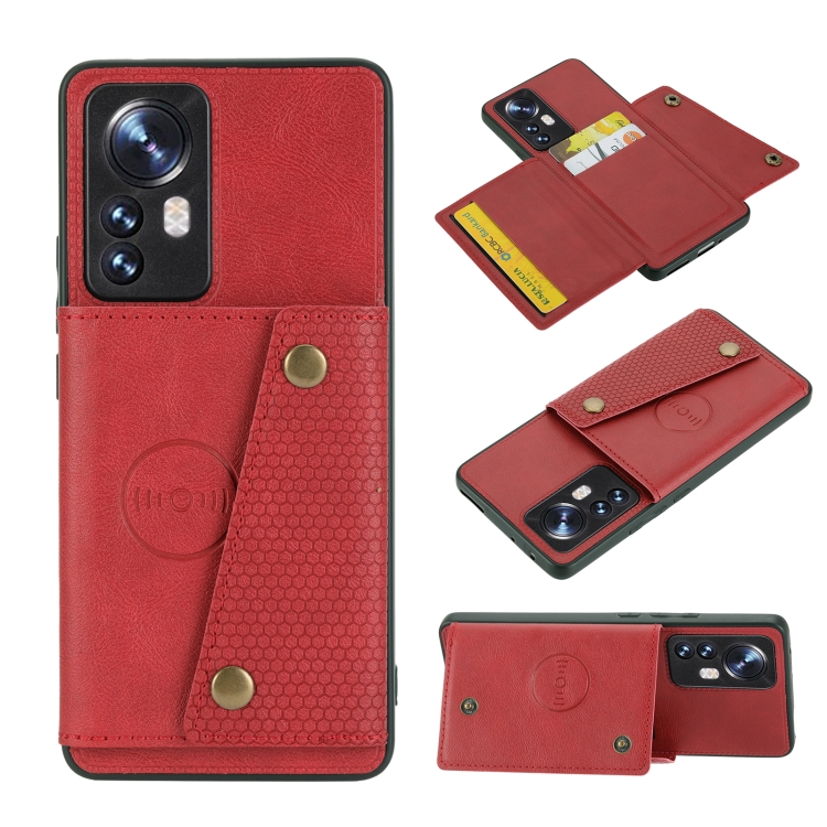 

For Xiaomi 12 Lite Double Buckle Magnetic Phone Case(Red)