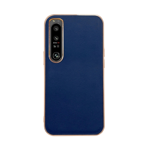 

For Sony Xperia 1 IV Genuine Leather Xiaoya Series Nano Plating Phone Case(Blue)