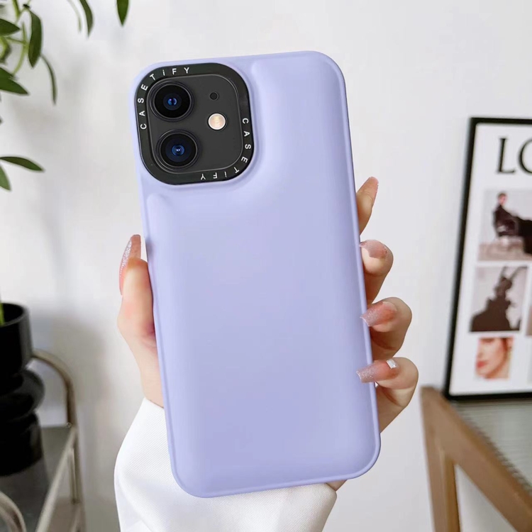 

For iPhone 12 Liquid Silicone Bread Bubble Phone Case(Purple)