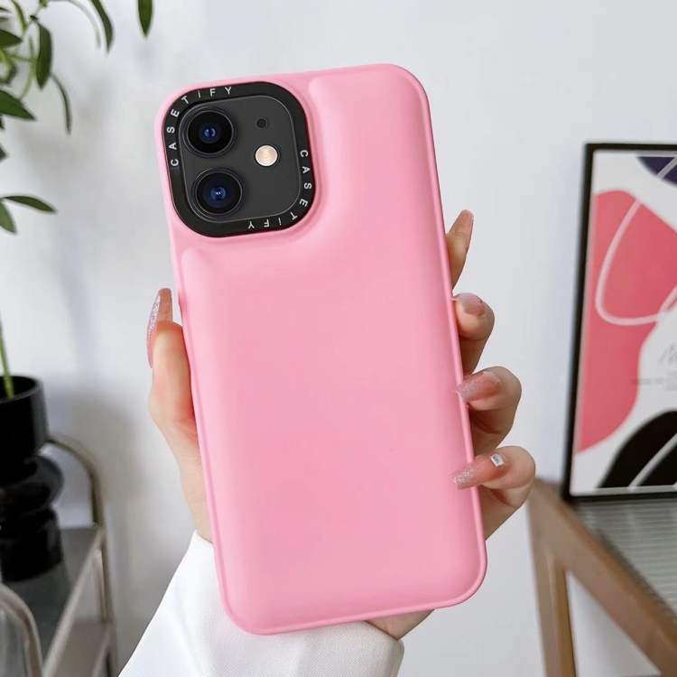 

For iPhone 12 Liquid Silicone Bread Bubble Phone Case(Pink)