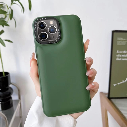 

For iPhone 11 Pro Liquid Silicone Bread Bubble Phone Case(Dark Green)