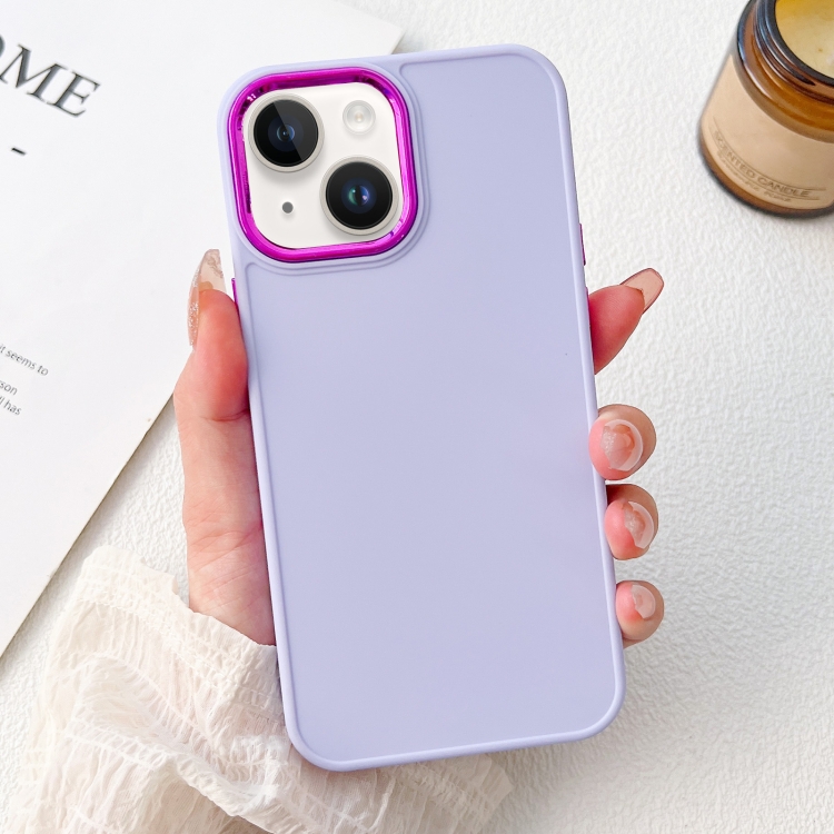 

For iPhone 14 Electroplated Grooved Skin Fee Phone Case(Purple)