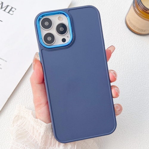 

For iPhone 13 Pro Electroplated Grooved Skin Fee Phone Case(Dark Blue)