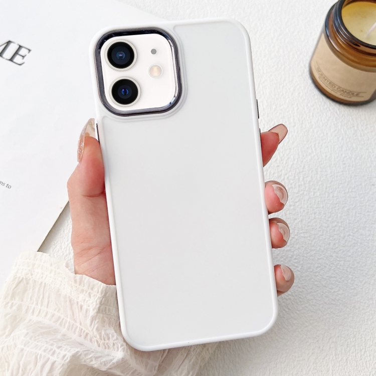 

For iPhone 12 Electroplated Grooved Skin Fee Phone Case(White)