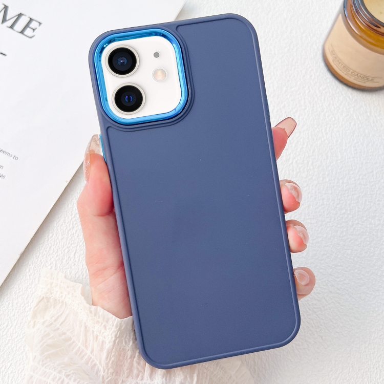 

For iPhone 11 Electroplated Grooved Skin Fee Phone Case(Dark Blue)