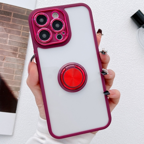 

For iPhone 14 Electroplated Ring Holder Phone Case(Wine Red)