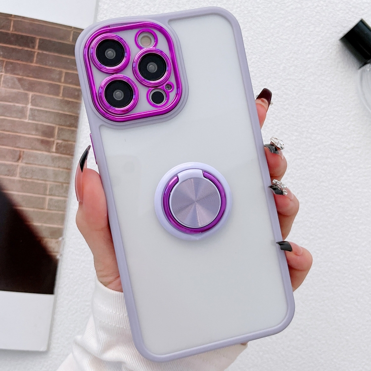 

For iPhone 13 Electroplated Ring Holder Phone Case(Purple)