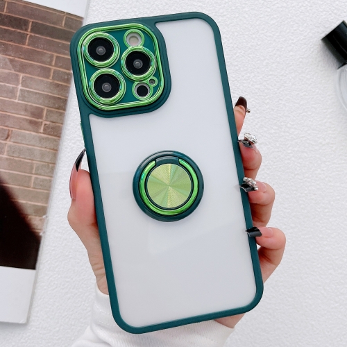 

For iPhone 12 Pro Electroplated Ring Holder Phone Case(Green)