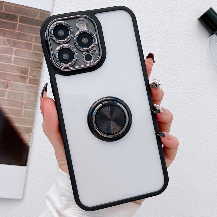 

For iPhone 11 Pro Electroplated Ring Holder Phone Case(Black)