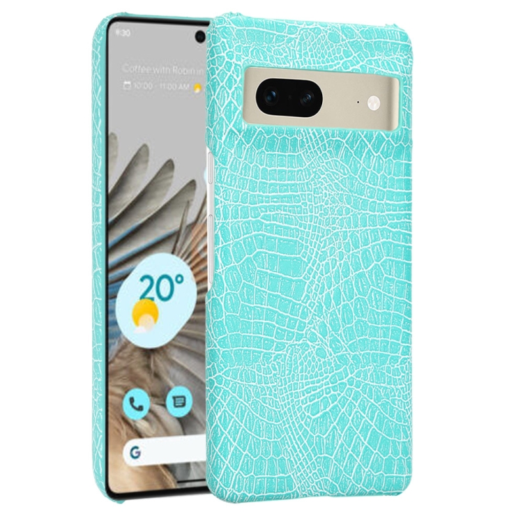 

For Google Pixel 7 5G Shockproof Crocodile Texture PC + PU Case(Light Green)