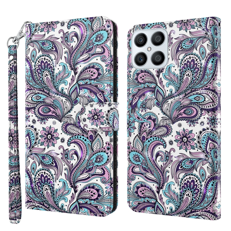 

For Honor X8 4G 3D Painting Pattern TPU + PU Phone Case(Swirl Pattern)
