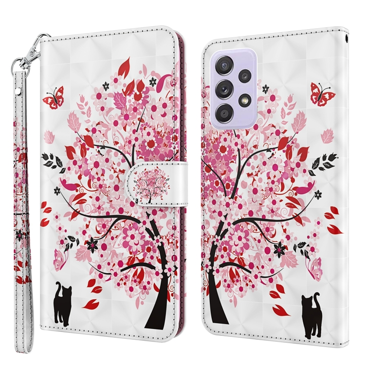 

For Samsung Galaxy A04S / A13 / A13 5G 3D Painting Pattern TPU + PU Phone Case(Cat Under The Tree)