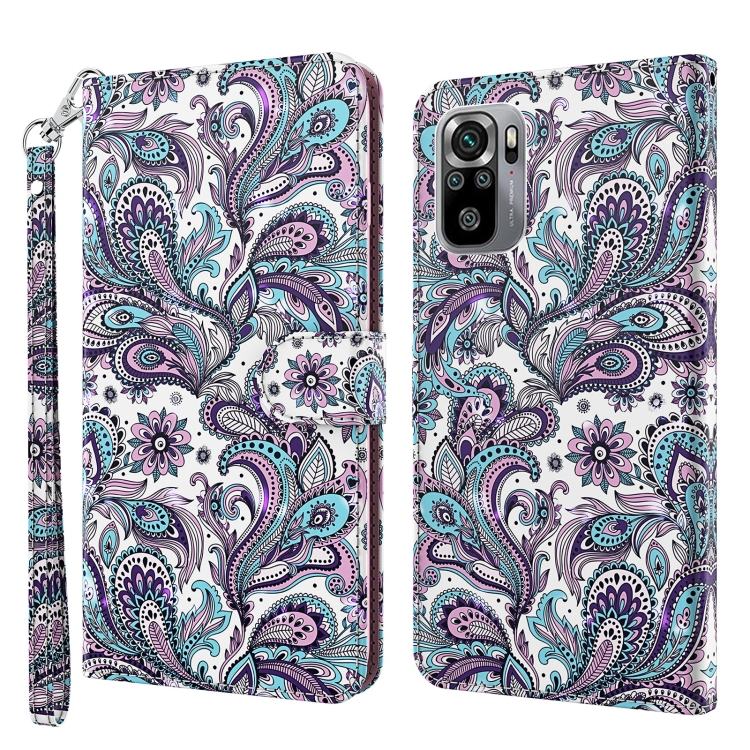 

For Xiaomi Poco M5S/Redmi Note 10/Note 10S 3D Painting Pattern TPU + PU Phone Case(Swirl Pattern)