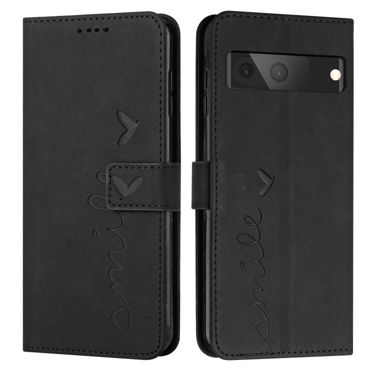 

For Google Pixel 7 Skin Feel Heart Pattern Leather Phone Case(Black)