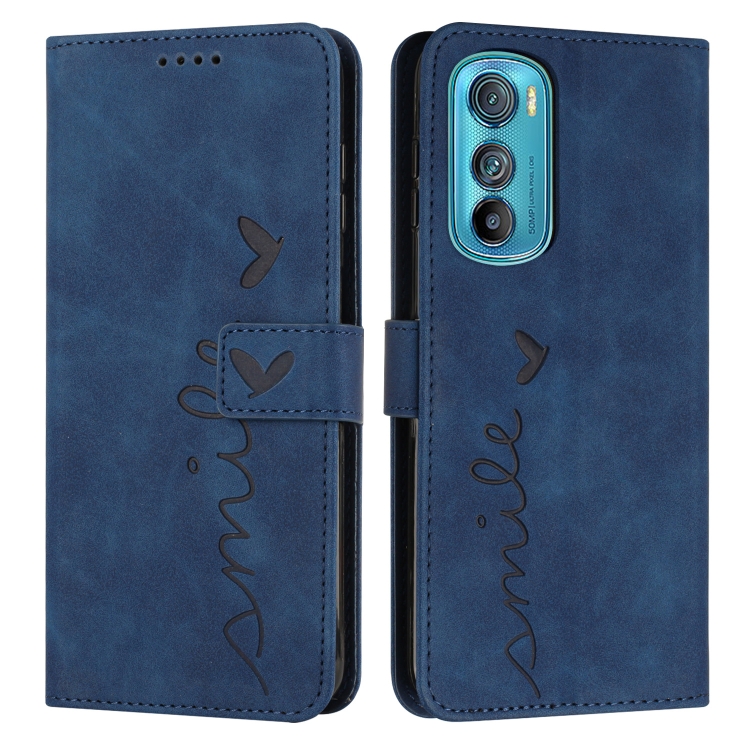 

For Motorola Edge 30 Skin Feel Heart Pattern Leather Phone Case(Blue)