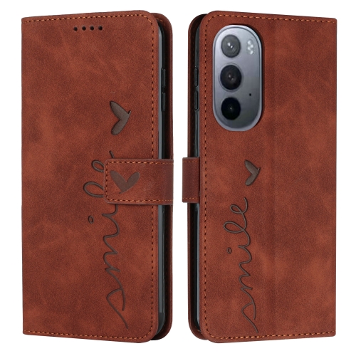 

For Motorola Edge 30 Ultra 5G/X30 Pro 5G Skin Feel Heart Pattern Leather Phone Case(Brown)