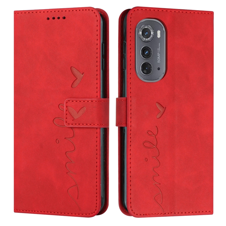 

For Motorola Edge 2022 Skin Feel Heart Pattern Leather Phone Case(Red)