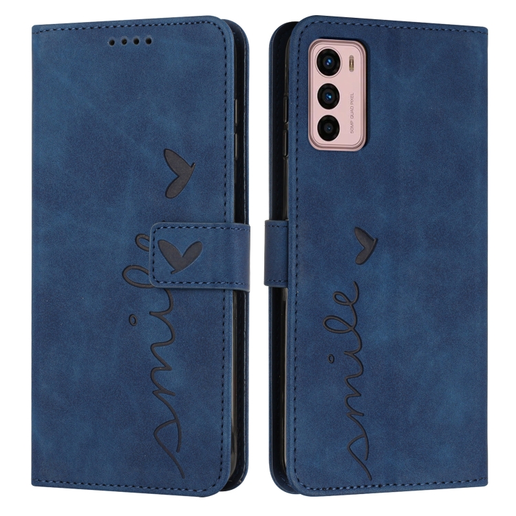 

For Motorola Moto G42 Skin Feel Heart Pattern Leather Phone Case(Blue)