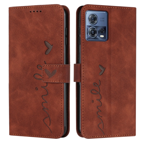 

For Motorola Moto S30 Pro 5G/Edge 30 Fusion 5G Skin Feel Heart Pattern Leather Phone Case(Brown)