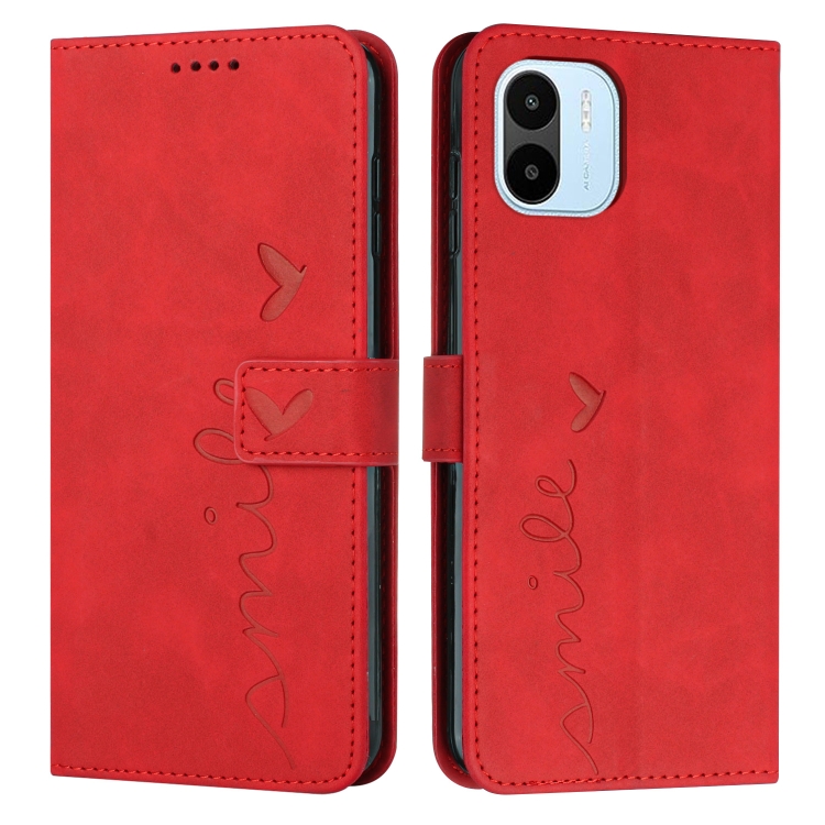

For Xiaomi Redmi A1 Skin Feel Heart Pattern Leather Phone Case(Red)