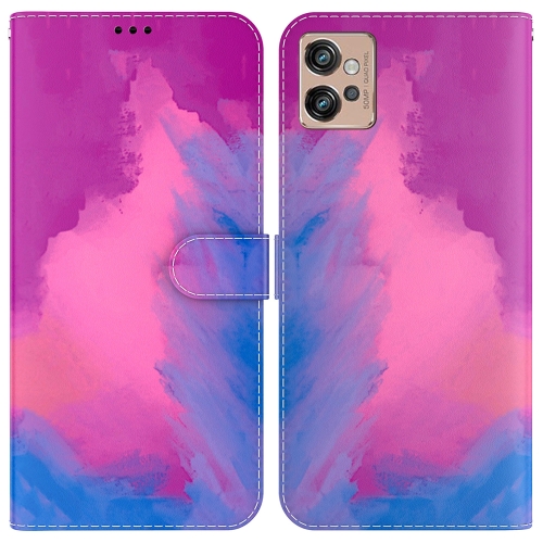 

For Motorola Moto G32 Watercolor Pattern Flip Leather Phone Case(Purple Red)