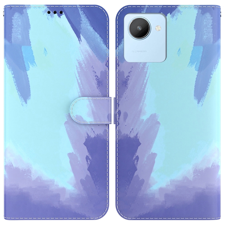

For Realme C30 Watercolor Pattern Flip Leather Phone Case(Winter Snow)