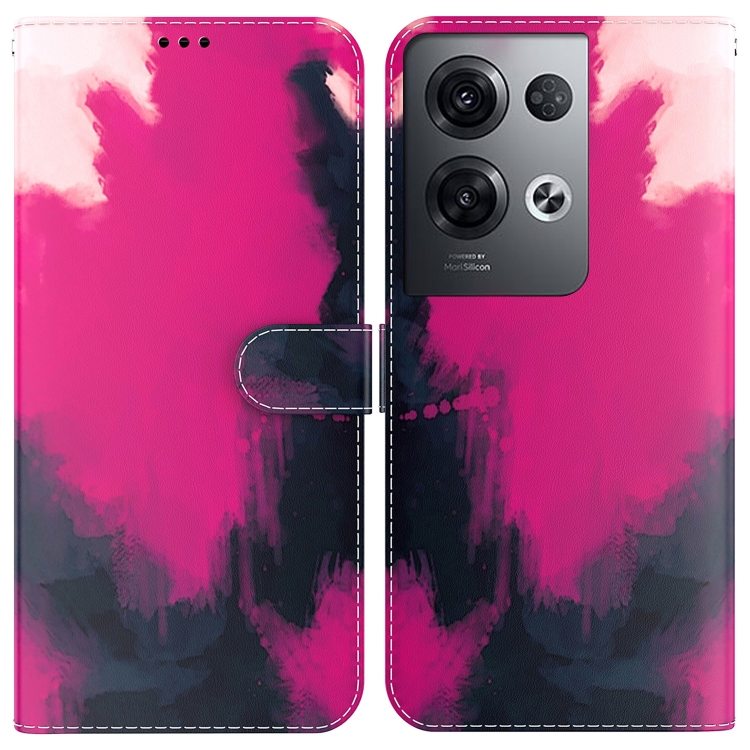 

For OPPO Reno8 Pro Watercolor Pattern Flip Leather Phone Case(Berry Color)