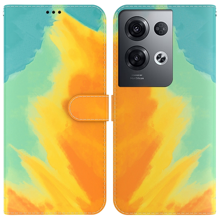 

For OPPO Reno8 Pro+ Watercolor Pattern Flip Leather Phone Case(Autumn Leaf)