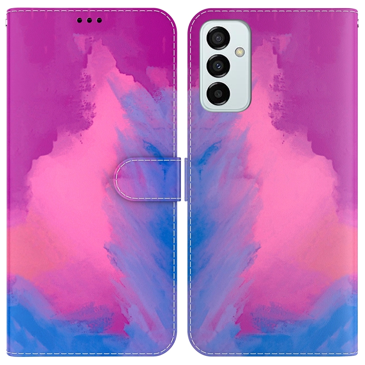 

For Samsung Galaxy M13 4G Watercolor Pattern Flip Leather Phone Case(Purple Red)